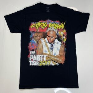 Chris Brown The Party Tour 2017 Graphic T-shirt Women Small Black Short Sleeve